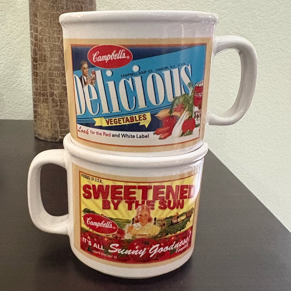 Campbells Soup Mug Set (2 ea) with Vintage (2005) Red and Yellow Design
